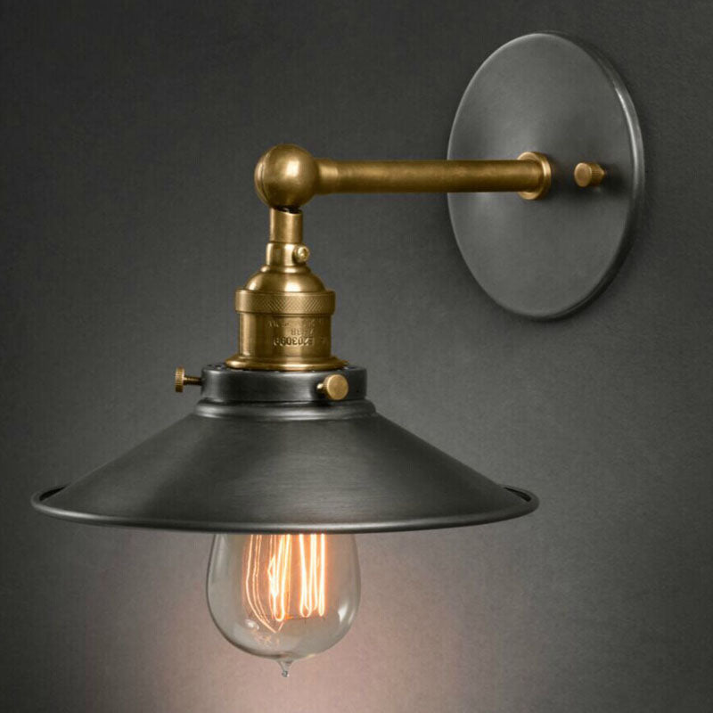 Industrial wall mounted light with metallic shade