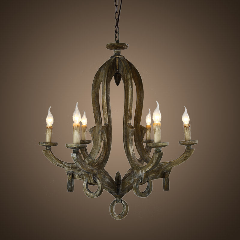 French rustic 6 arm chandelier