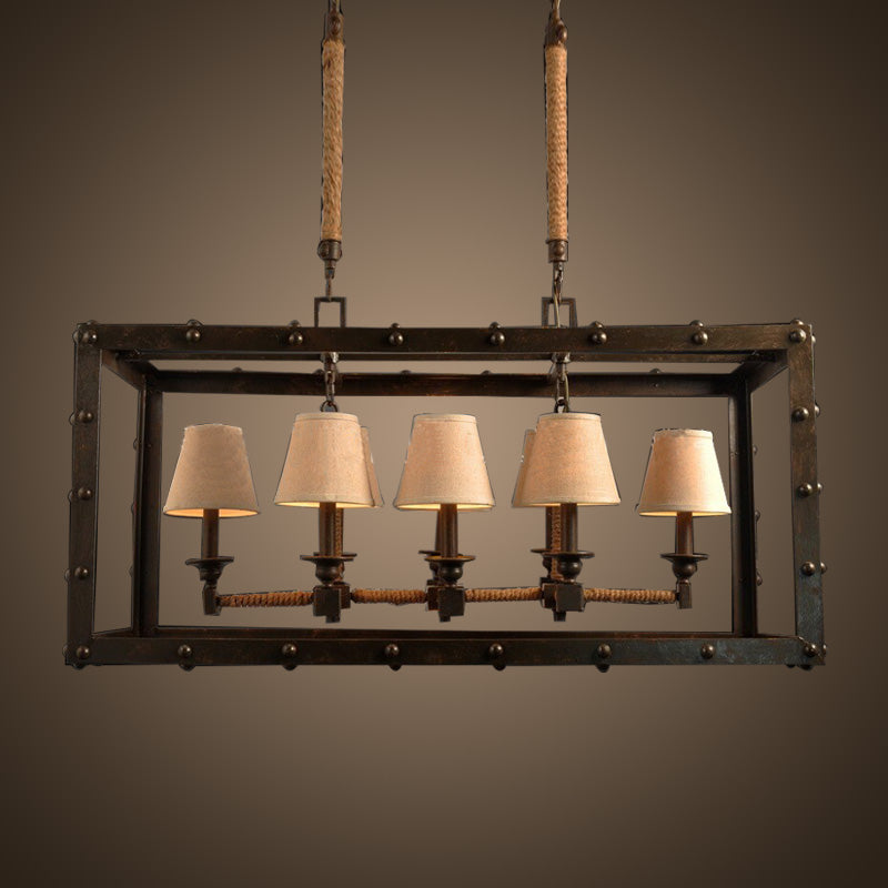 Industrial rectangular 8 arm chandelier